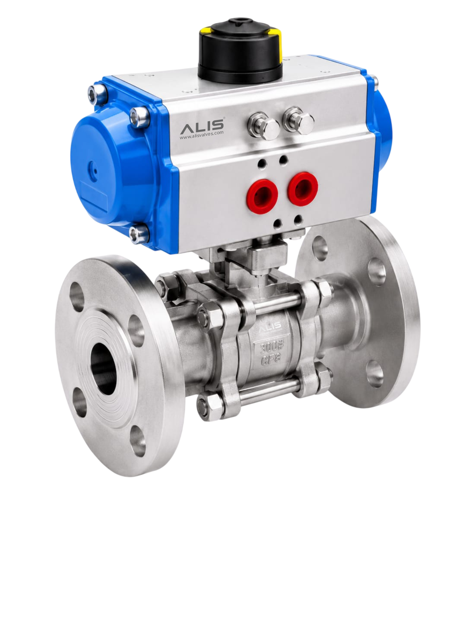 Pneumatic 3 Piece Flanged Ball Valve